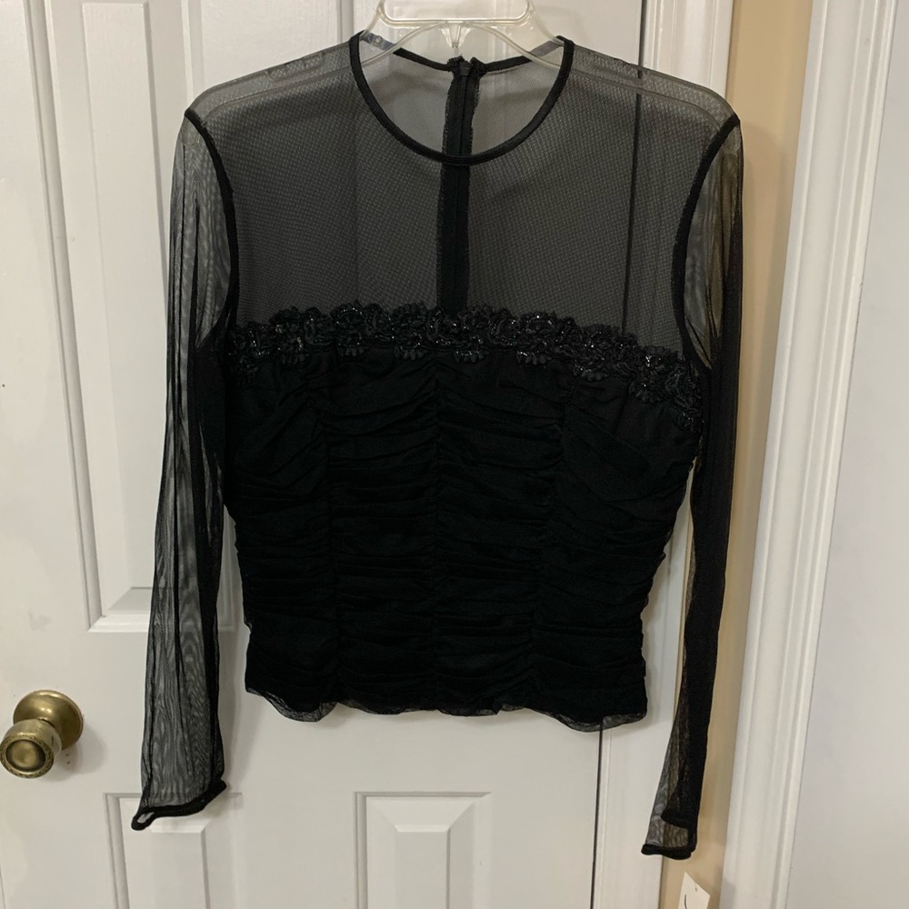 Mesh and sequin formal top